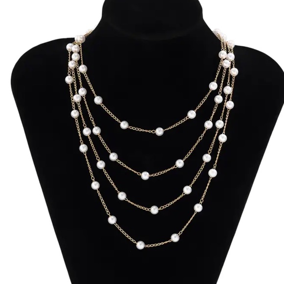 🌸 Multilayer Necklace Faux Pearls - Picture 1 of 6